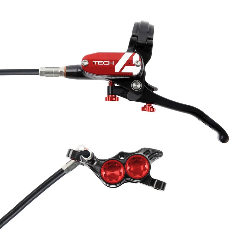 Hope Tech 4 E4 Disc Brake - Rear - Left Lever - Black - Red - Black 1700mm