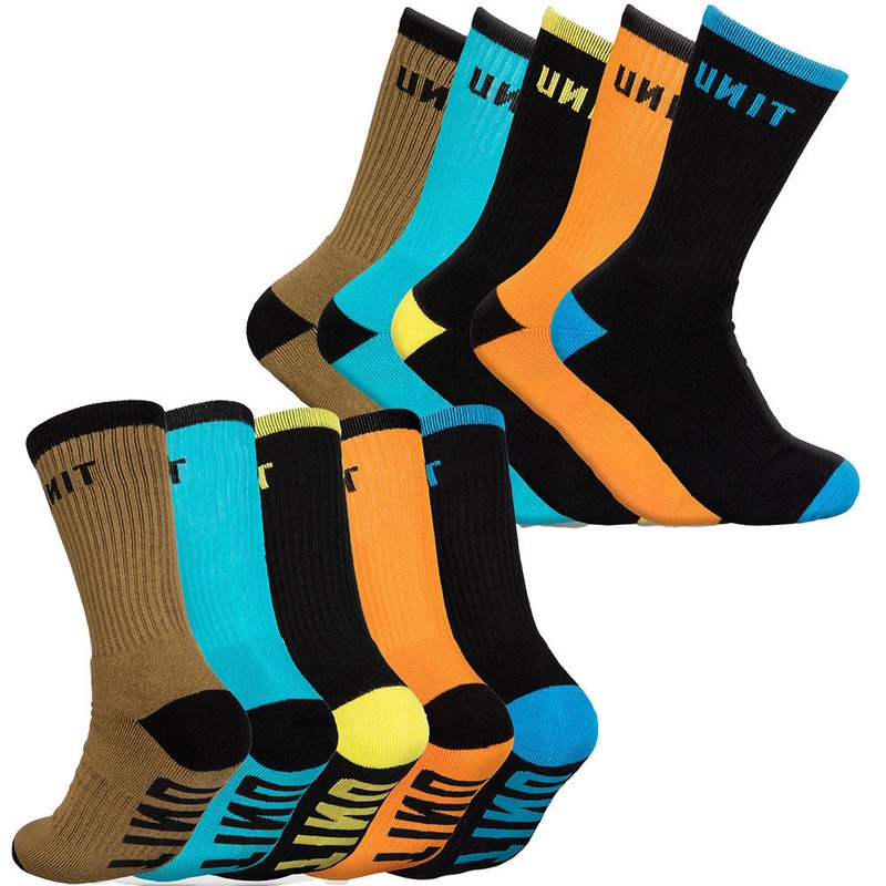 Unit React 5-Pack Bamboo Hi-Lux Socks - US 11 to 14 - Multi Colour