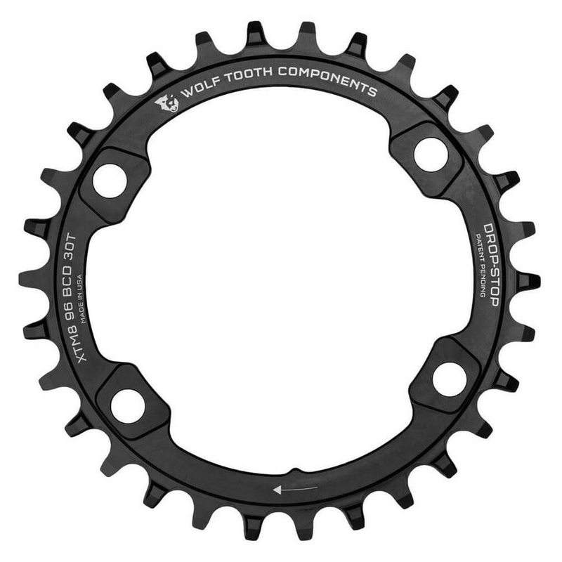 Wolf Tooth 4 Bolt Alloy Drop-Stop Chainring - 96 BCD - Shimano Asymmetrical - Round - Black - 32T
