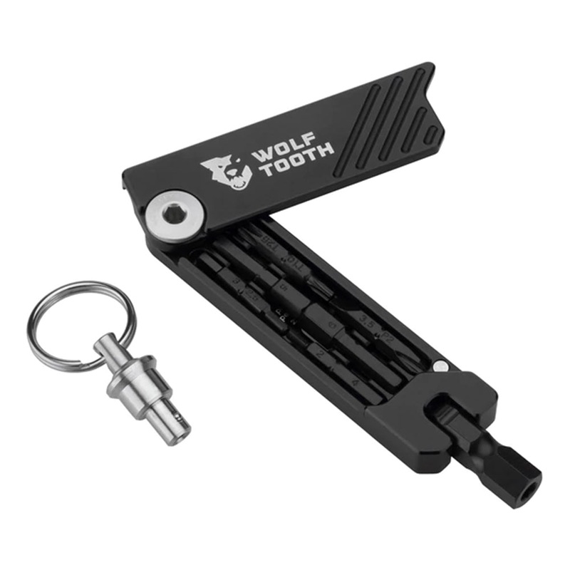 Wolf Tooth 6-Bit Hex Wrench Multi Tool - Black - Green Bolt - With Keyring
