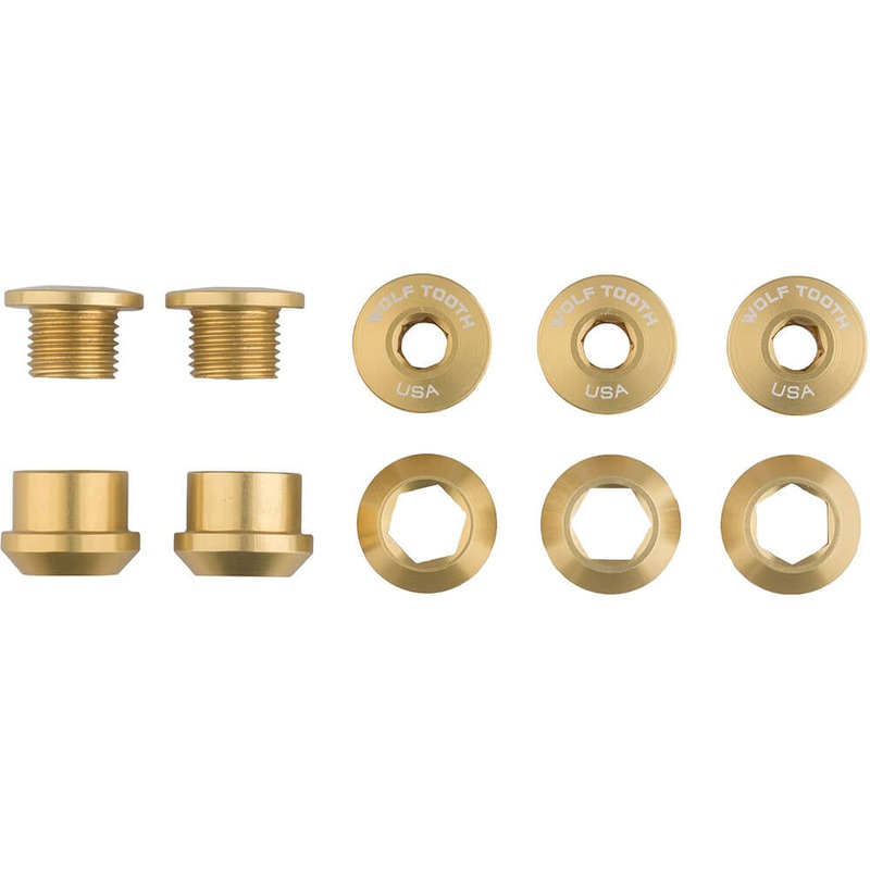 Wolf Tooth Anodized Alloy Chainring Bolts - Gold - Set of 5 - 6mm