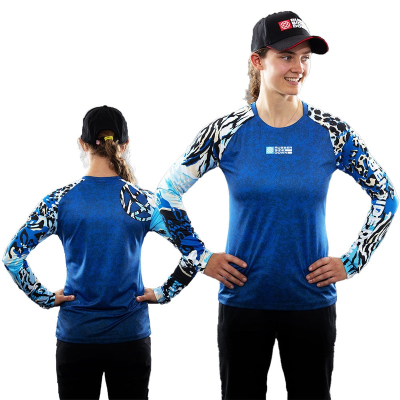 Rubber Side Down Women's Jungle Long Sleeve Jersey - Women's XL - Blue