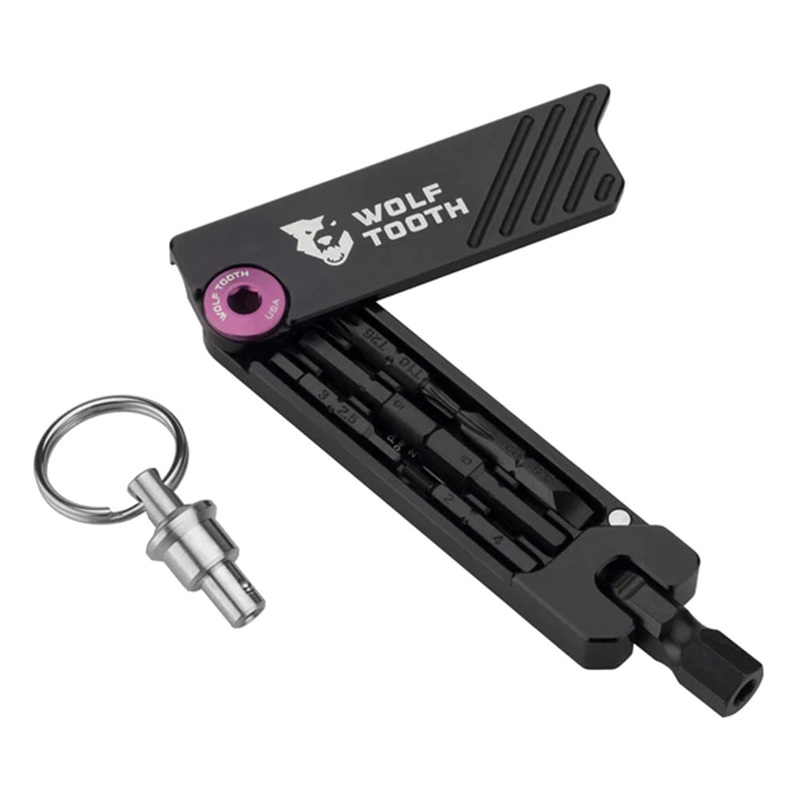 Wolf Tooth 6-Bit Hex Wrench Multi Tool - Black - Blue Bolt - With Keyring