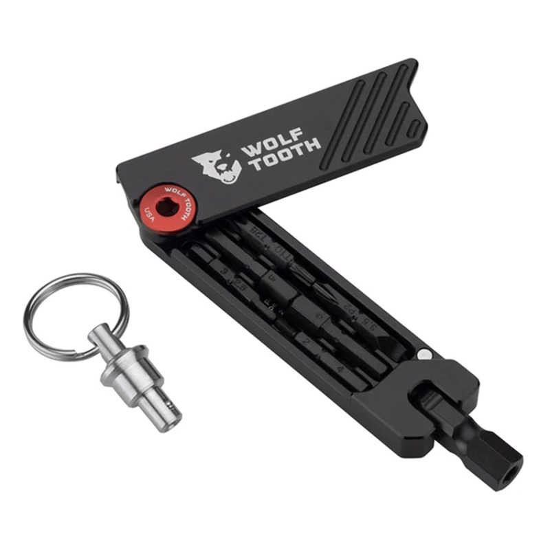 Wolf Tooth 6-Bit Hex Wrench Multi Tool - Black - Gold Bolt - With Keyring