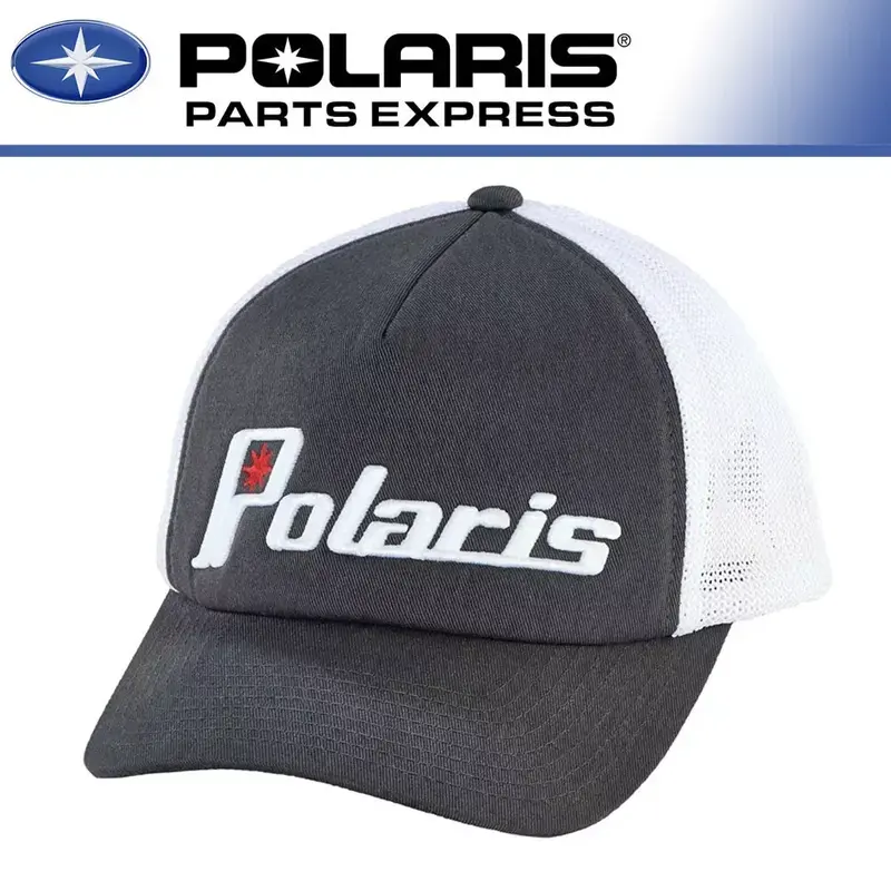 NEW POLARIS WOMENS ADJUSTABLE MESH SNAPBACK HAT RETRO POLARIS LOGO GRAY 2868617