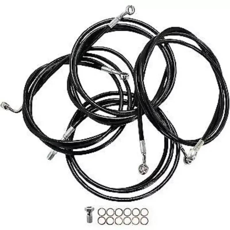 LA CHOPPERS Black Vinyl Braided Handlebar Cable/Brake Line Kit