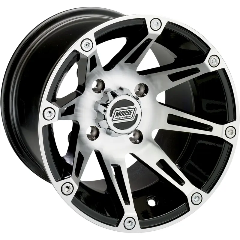 Moose offroad Wheel - 387X - Front - Machined Black - 12x7 - 4/156 - 4 3 Polaris/Kawasaki