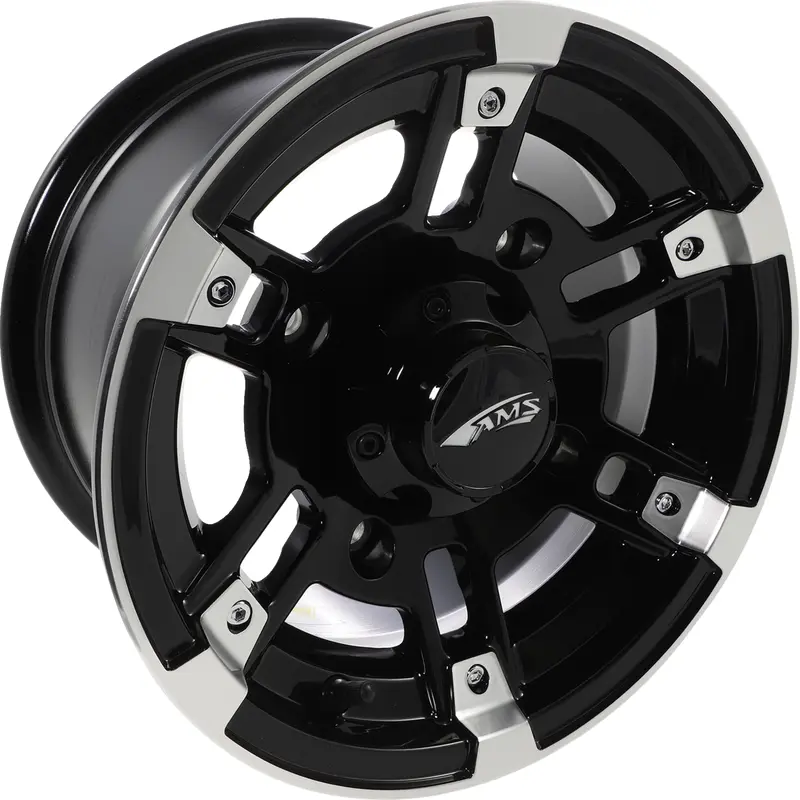 Ams Wheel - Roll'n 104 - Front/Rear - Machined Black - 12x7 - 4/156 - 4 3 Polaris