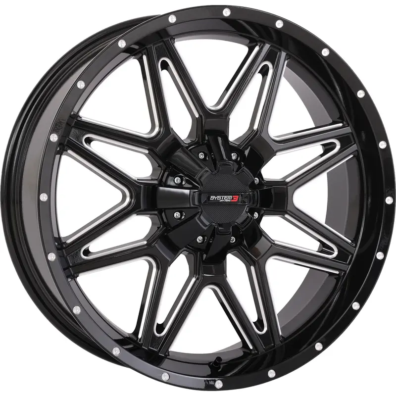 SYSTEM 3 ST7 WHEEL 20X7 4 3 ( 10MM) 4/137 & 4/156 GLOSS BLK MILLED