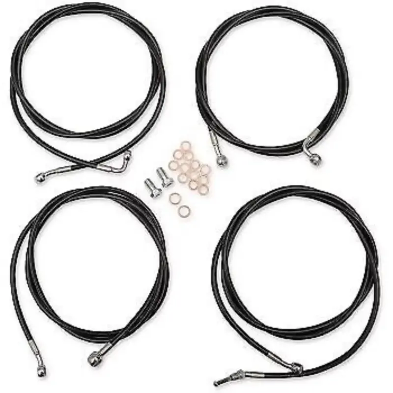 LA CHOPPERS LA-8054KT-16B Black Vinyl Braided Handlebar Cable/Brake Line Kit