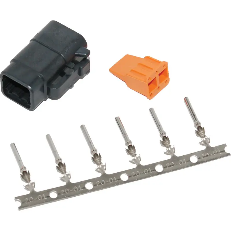 NAMZ CUSTOM CYCLE DEUTSCH DTM 6-PIN BLACK PLUG W/6 TRMNLS/WDGLCK HD74116-98BK