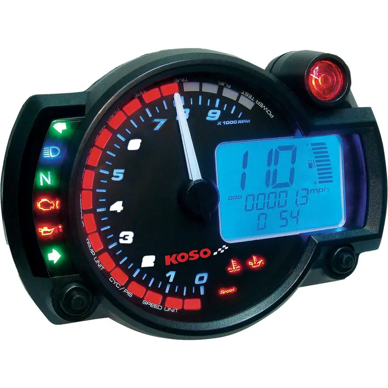 KOSO GP STYLE MULTI-FUNCTION RX-2N GAUGE BLACK PANEL 19 000 RPM