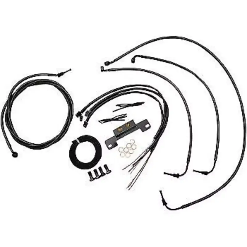 LA CHOPPERS Black Midnight Braided Handlebar Cable/Brake Line Kit