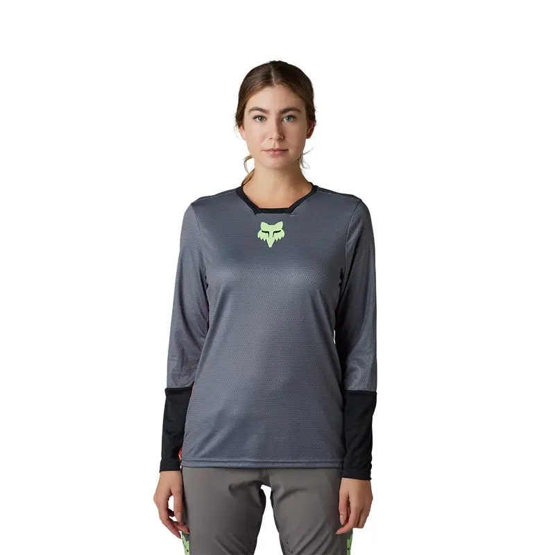 FOX WOMENS DEFEND RACE LS JERSEY [PEWTER]