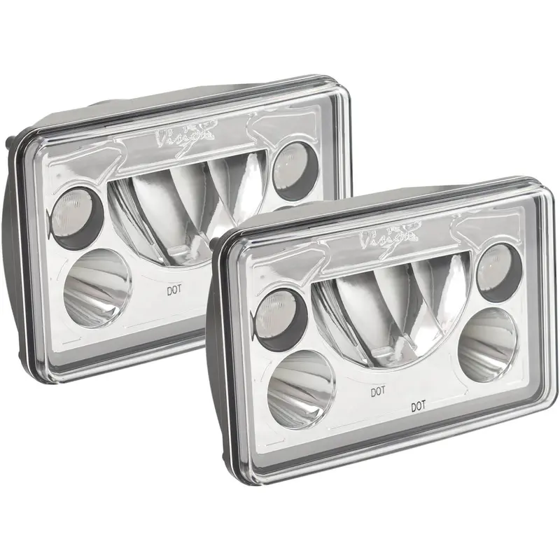4x6" VX Series LED Headlight Kit - Chrome | Amber Halo