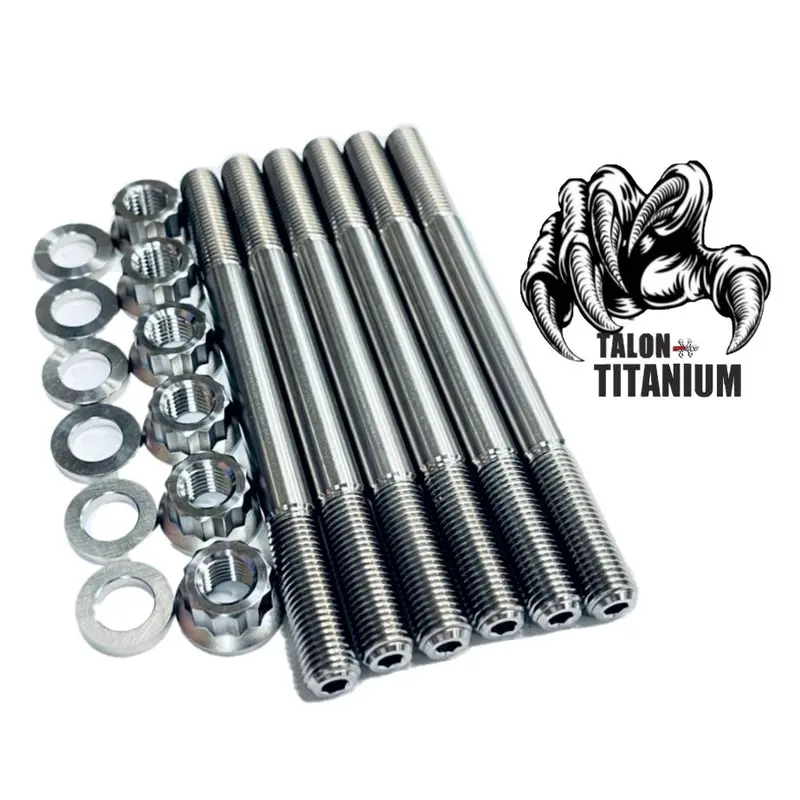 Get Ti YZFR3 MT03 Cylinder Head Studs TITANIUM Head Stud Bolt 12 Pt Nut Kit Set