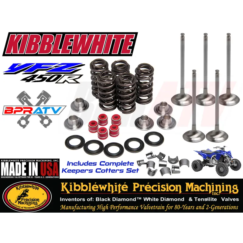 YFZ450R YFZ 450R KIBBLEWHITE +1mm Intake Exhaust Valves Titanium Spring Kit Seal