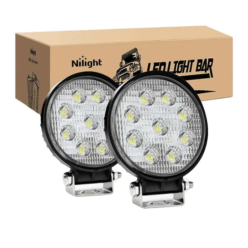4.5 Inch 27W Round Flood LED Work Lights (Pair)