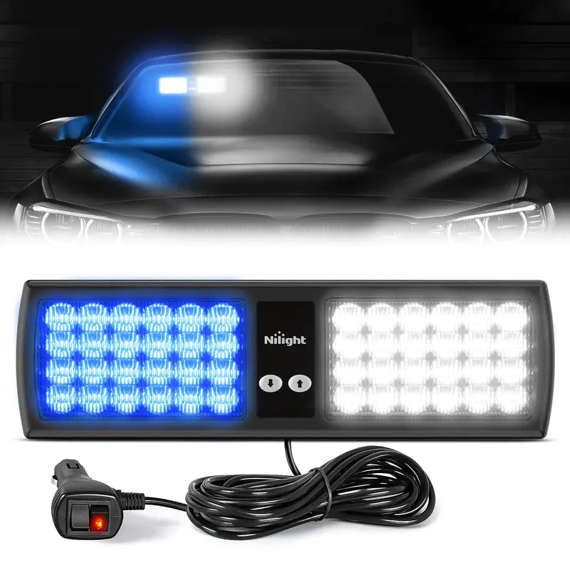 48 LED Blue White Emergency Warning Strobe Lights