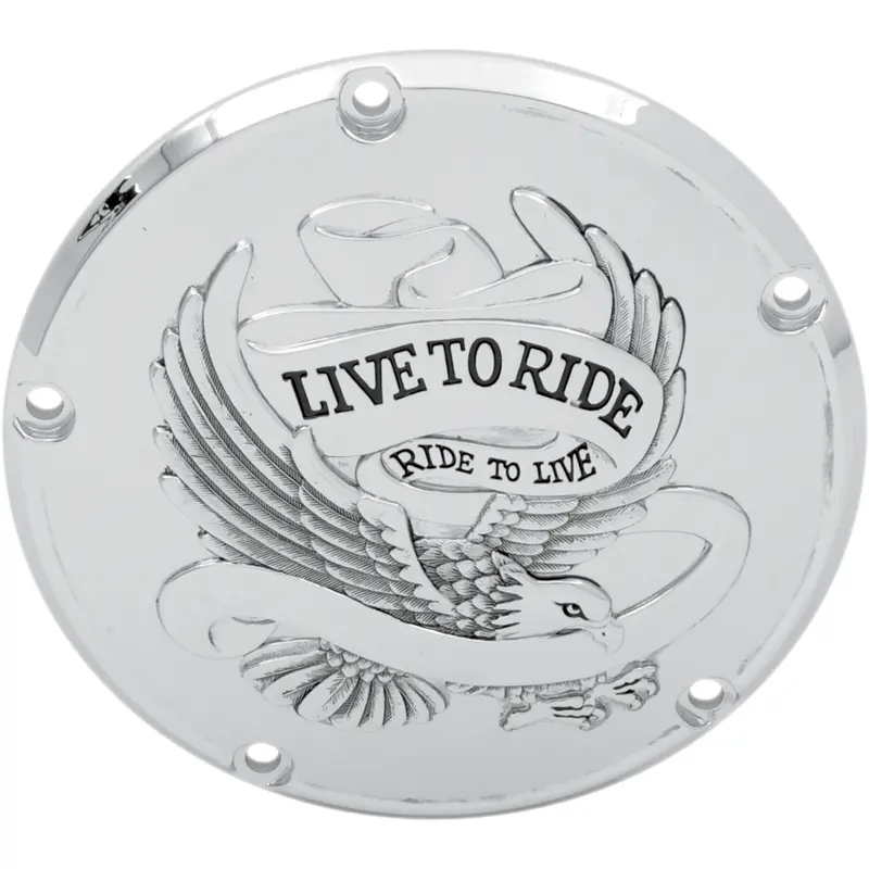 DRAG SPECIALTIES Live to Ride Derby Cover - 5-Hole - Chrome 33-0065CA