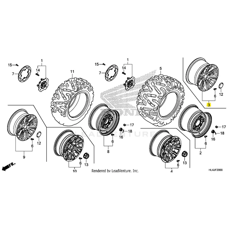 Honda OEM Rear Wheel Assembly for Pioneer 1000-5