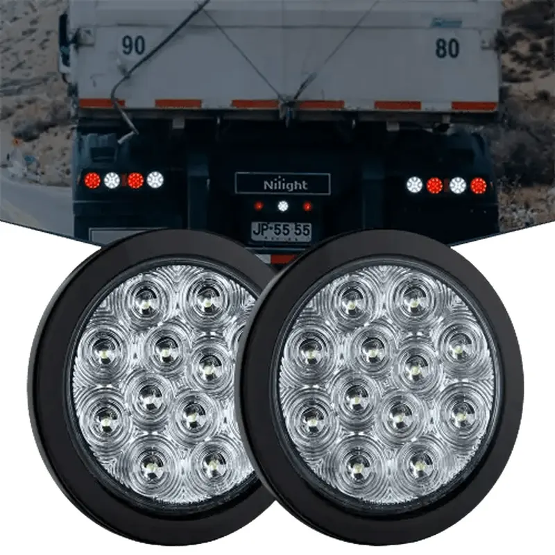 4 Inch White Round 12Leds Tail Light (Pair)