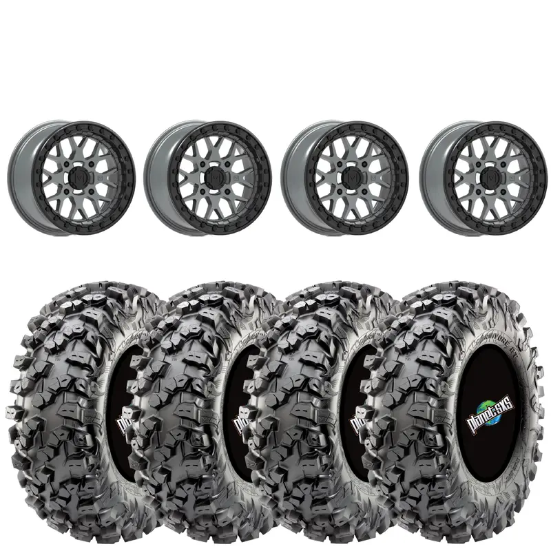 Valor V07 Beadlock 15x7 5+2 4/156 Satin Graphite on Maxxis Carnivore RT 30x10-15