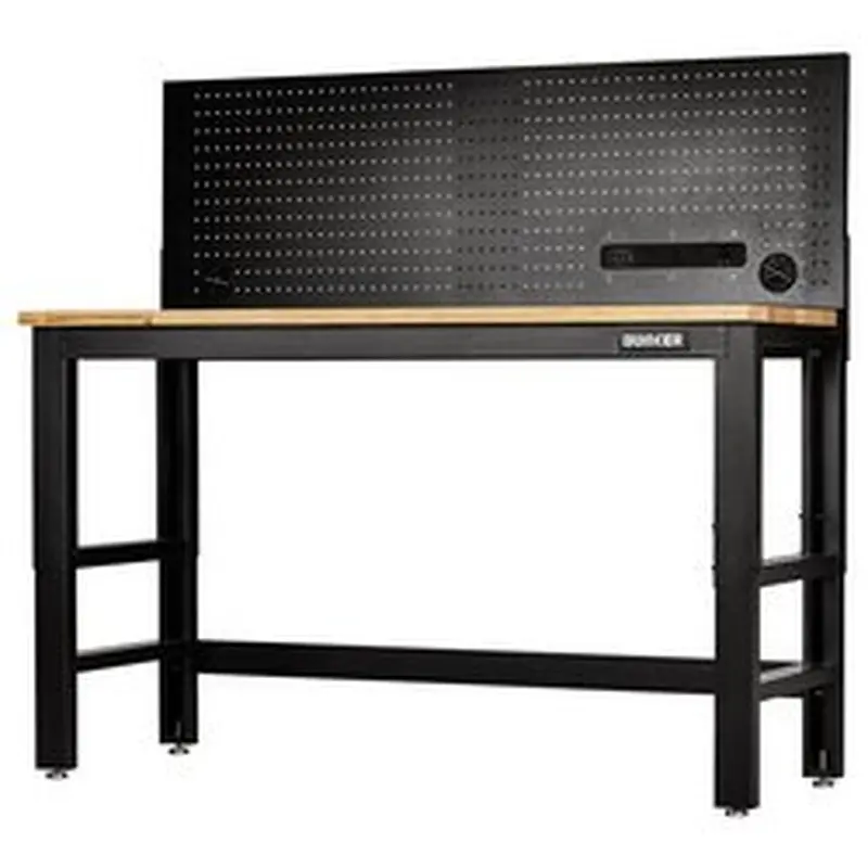 Bunker Workbench With Hardwood Worktop And Power Pegboard, 1550Mm | B300-Wb61Wpp