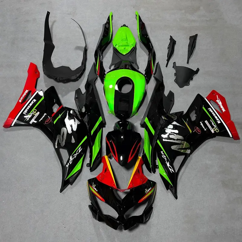 Amotopart 2019-2024 Ninja ZX-25R ZX-4R ZX-4RR Kawasaki Green&Red Fairing Kit