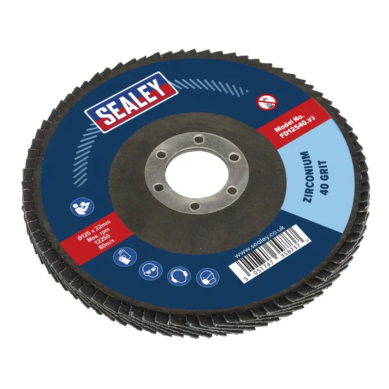 Flap Disc Zirconium 125mm 22mm Bore 40Grit - FD12540