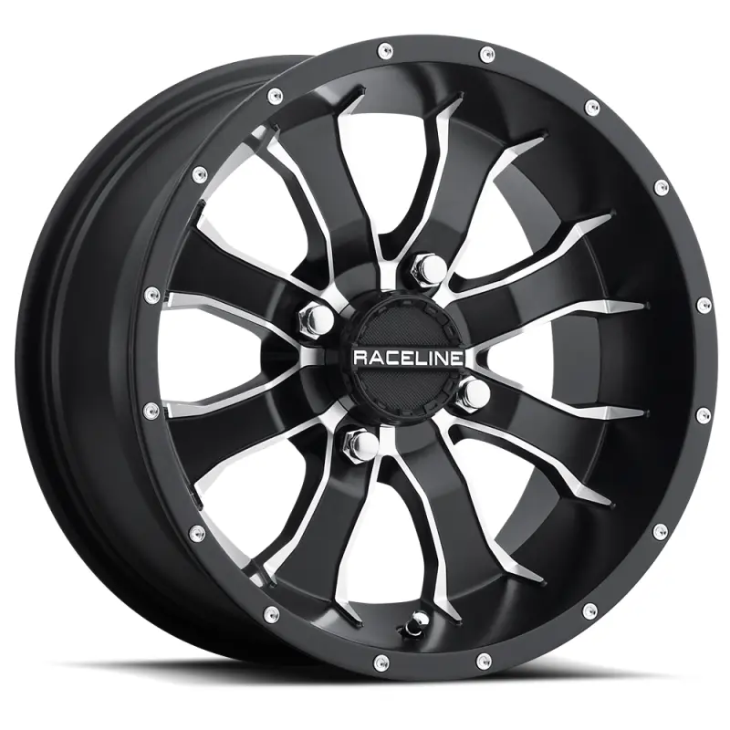 Raceline A77 Mamba 15x7in / 4x156 BP / 5mm Offset / 132.5mm Bore - Black & Machined Wheel