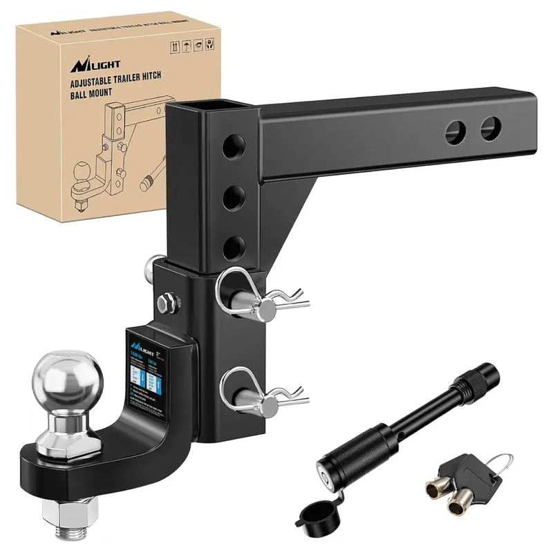 8 Position Adjustable Trailer Hitch Ball Mount with 2 Inch Trailer Ball