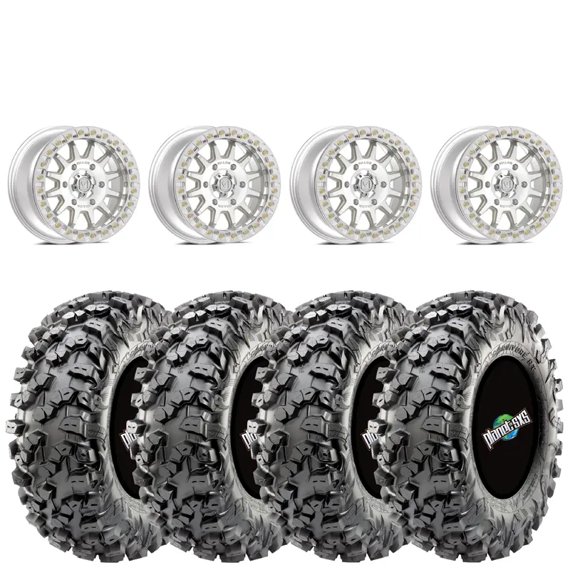 Valor V09 Beadlock 15x7 5+2 4/137 Raw Machined on Maxxis Carnivore RT 30x10-15
