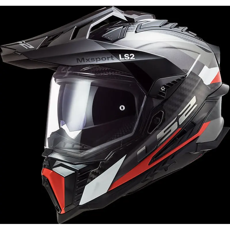 LS2 - Explorer Carbon Frontier Adventure Helmet - Titanium Red - L