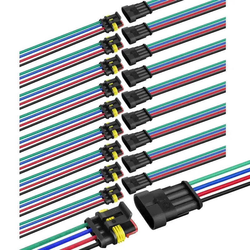 10Pack 4Pin Way Electrical Wire Connector 16AWG Male Female Plug