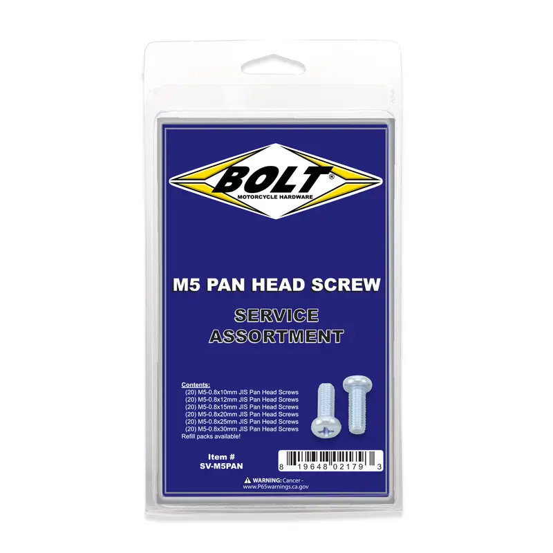 Bolt M5 Pan Head Phillips Assortment 120 Piece Kit | SV-M5PAN