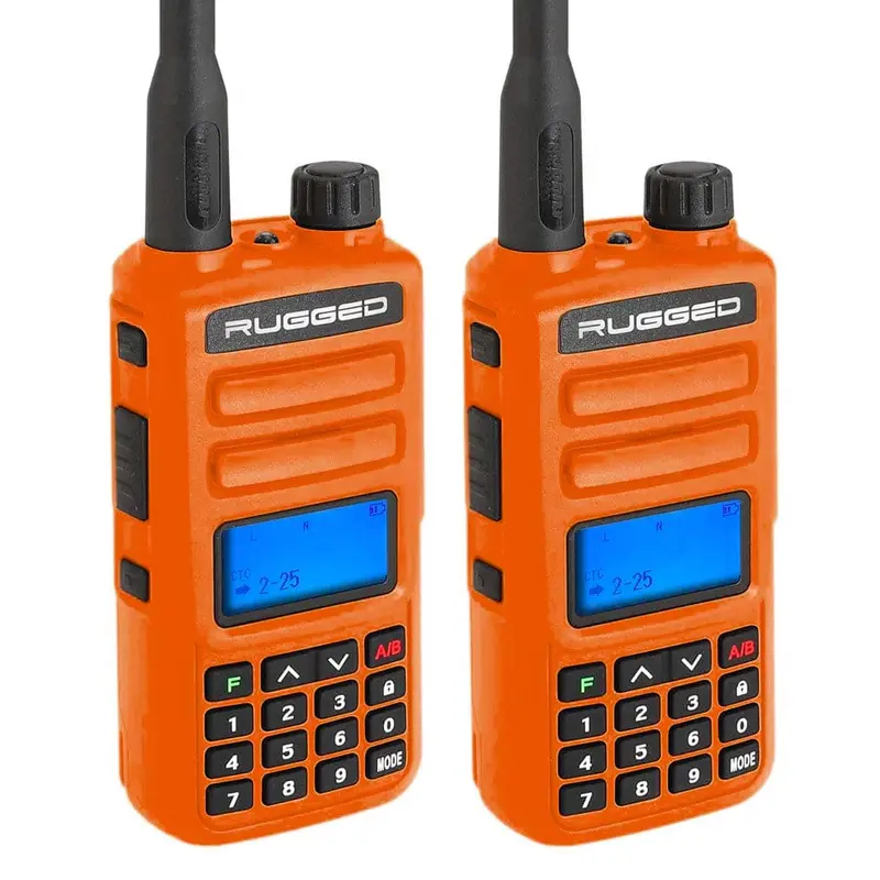 2 PACK - GMR2 HANDHELD GMRS FRS RADIO PAIR - BY RUGGED RADIOS - SAFETY ORANGE
