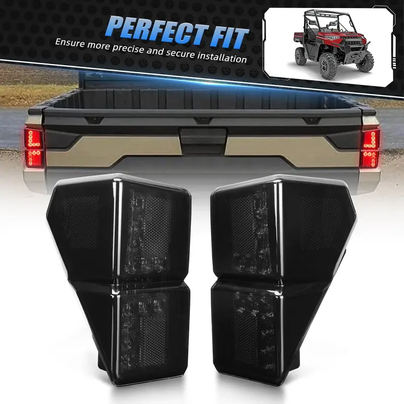 UTV Smoked LED Rear Brake Tail Lights Assembly For Polaris Ranger XP 1000