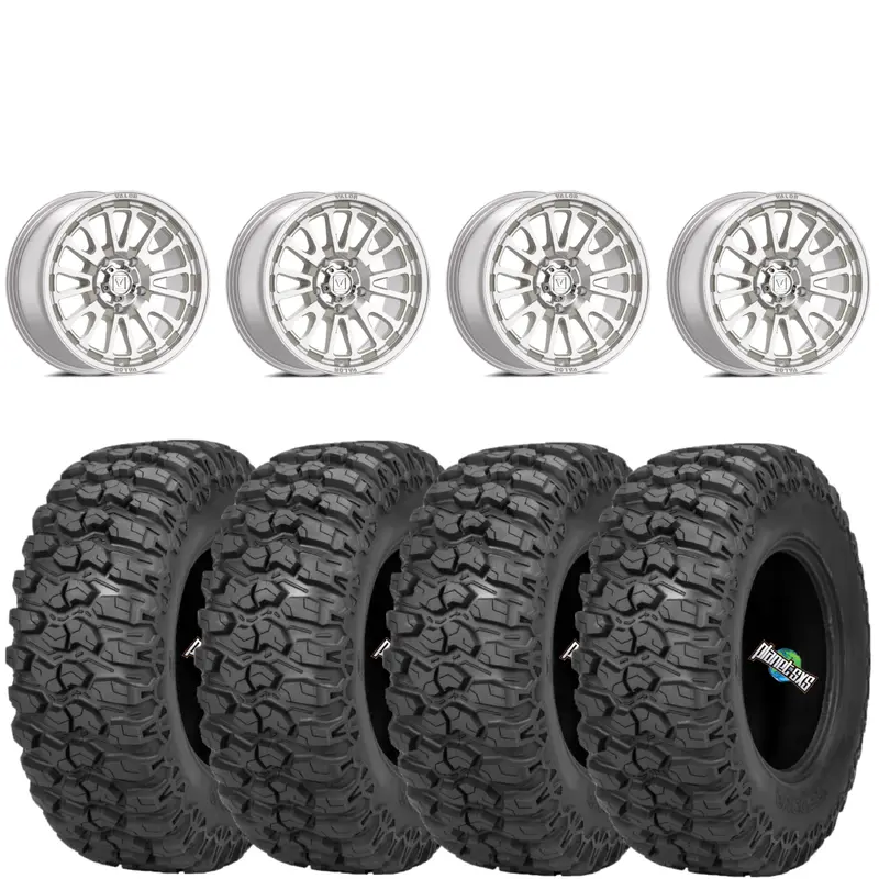 Valor Offroad V14 4/137 Raw Machined wheels mounted on Sedona Trail Saw 2.0