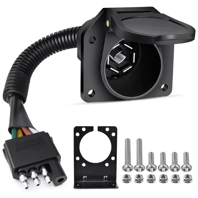 4 Way Flat to 7 Way Round Trailer Adapter Plug