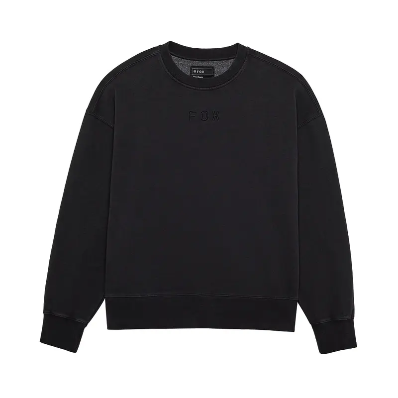 FOX WORDMARK OVERSIZED FLEECE CREW [BLACK]