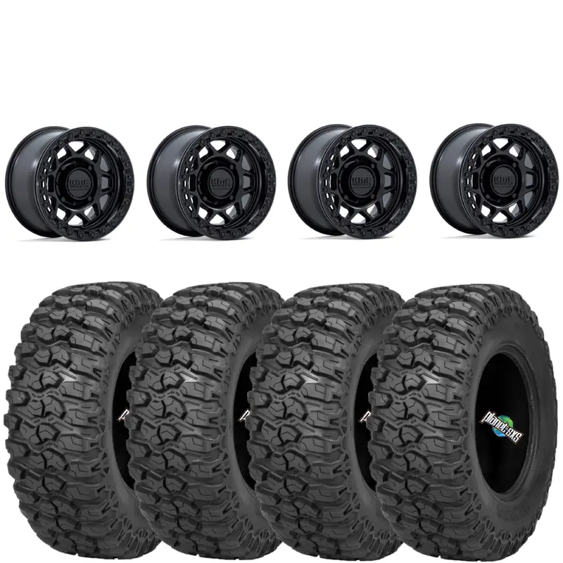 Raceline Ryno Beadlock 15x7 4+3 4/156 on Sedona Trail Saw 2.0 32X10R15 (Mounted Kit)