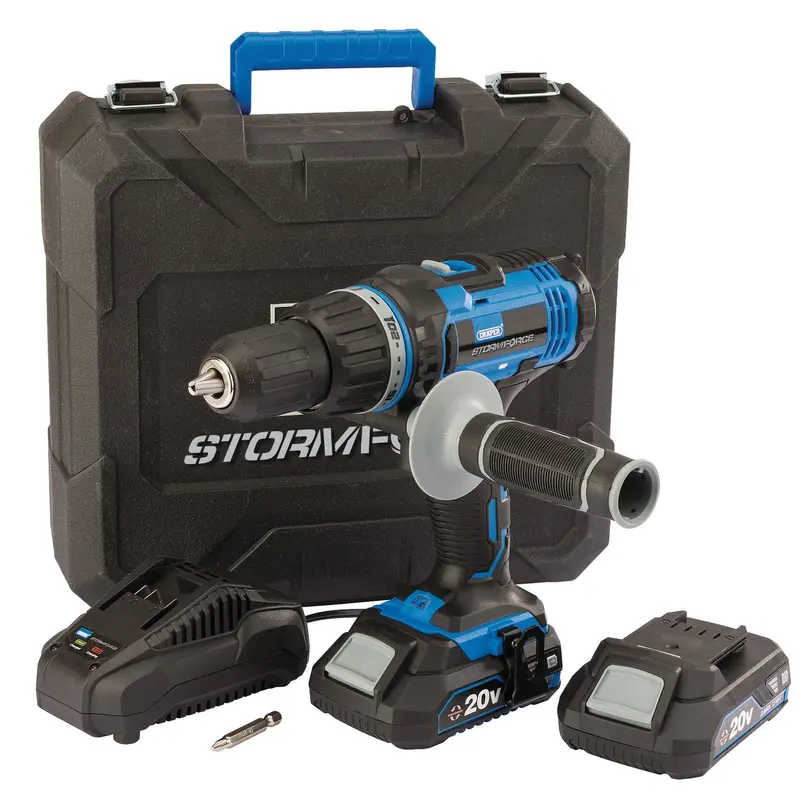 Draper Storm Force 20V Combi Drill, 2 X 2.0Ah Batteries, 1 X Charger - CHD20SF