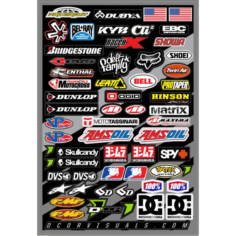 D'COR MISC LOGOS DECAL SHEET 12"X18" 40-90-105