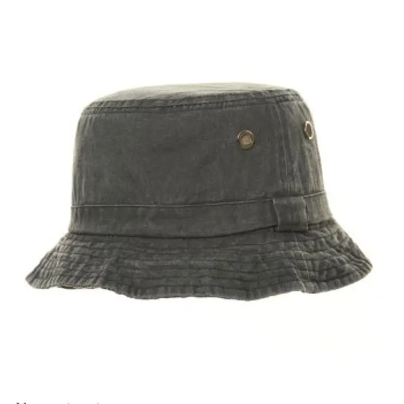 Washed Denim Bush Hat with Eyelets  100% Cotton & Breathable