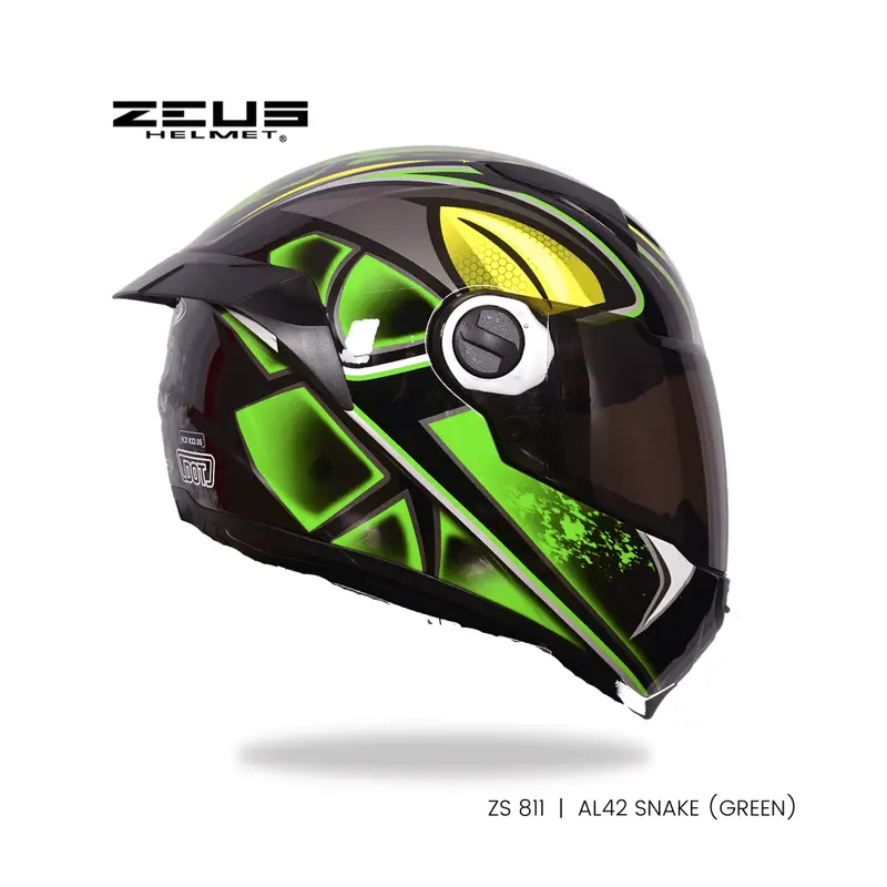 ZEUS ZS-811 AL 42 HELMET  GREEN BLACK