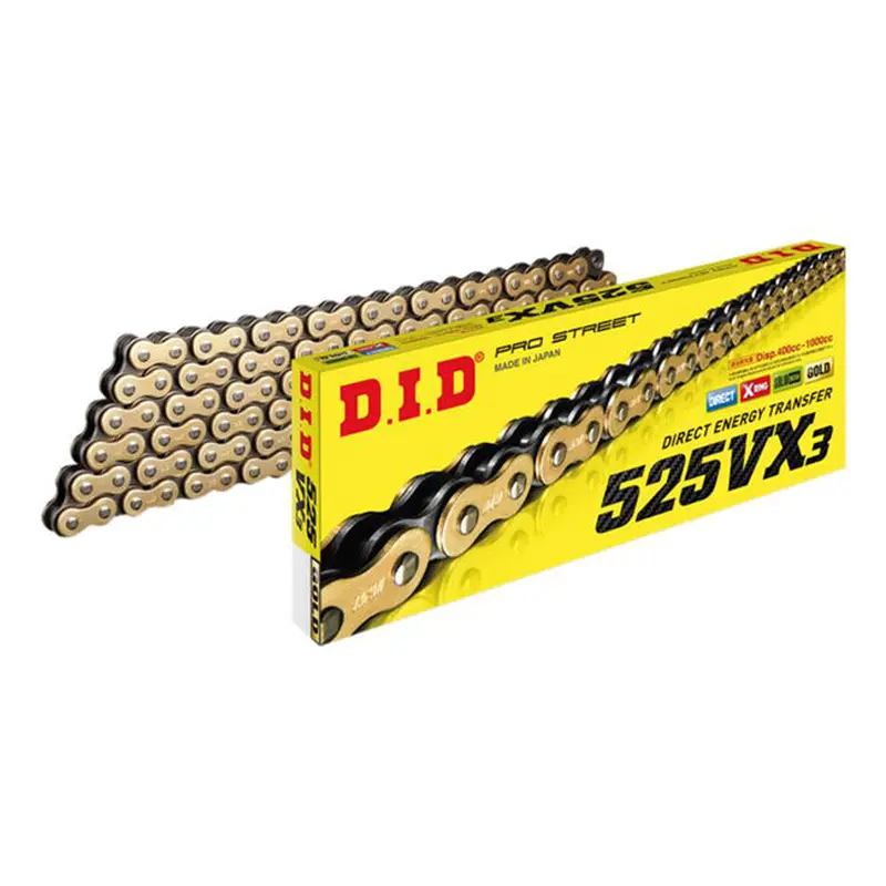 525VX3 x 114ZB G&B X'Ring solid bush chain w/ ZJ rivet link DID (525VX3114G)
