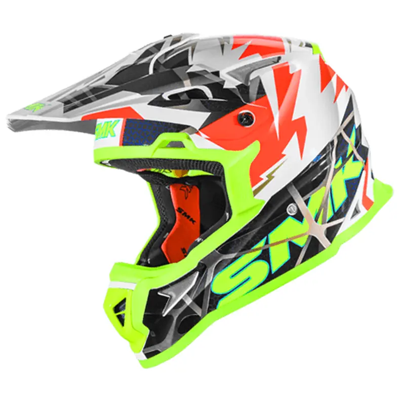 SMK Allterra Fulmine White Orange Yellow Gloss (GL174) OFF ROAD HELMET