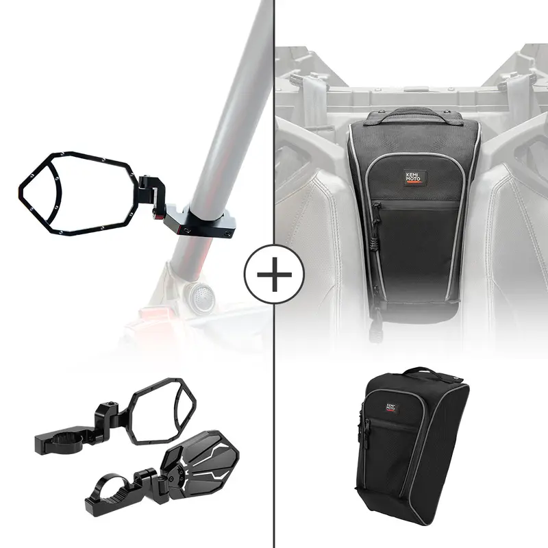 Rear View Side Mirrors & Center Shoulder Bag for Polaris RZR PRO XP/4