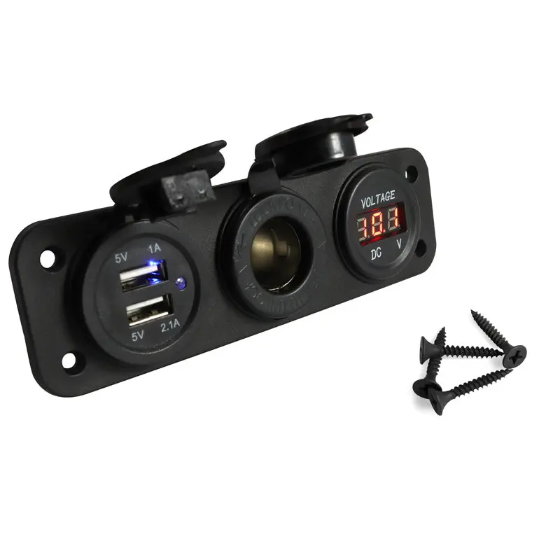 USB charger 1A/2.1A, power adapter & voltmeter - Multiple Mounting Panel Type